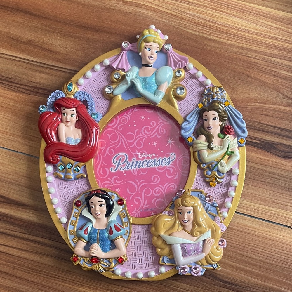 Vintage Disney Princess Oval Frame with Pink and Gold Accents